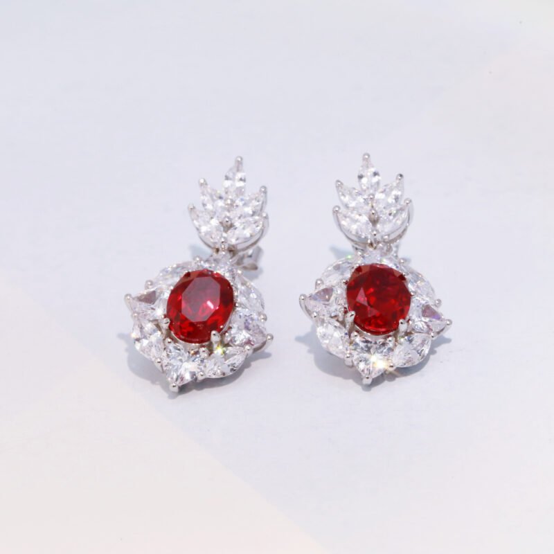 ruby earring 925 silver gold-plated