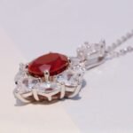ruby necklace with 925 sterling silver making and four dazzling heart-shaped diamond