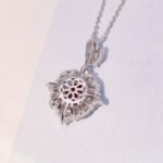ruby necklace with 925 sterling silver making and four dazzling heart-shaped diamond