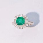Lab-Created cushion Cut imitation Emerald ring