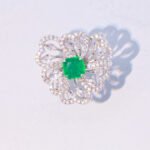 Floral Design Silver Gold-Plated Ring