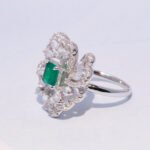 Floral Design Silver Gold-Plated Ring