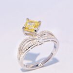 Square Yellow Lab-Created imitation Sapphire Double Band Ring