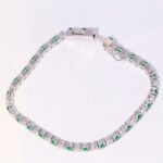 26-Stone Round Lab-Created imitation Emerald Bracelet