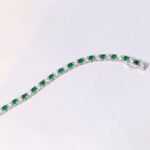 26-Stone Round Lab-Created imitation Emerald Bracelet