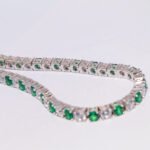 26-Stone Round Lab-Created imitation Emerald Bracelet