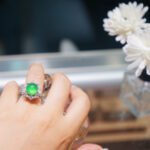 oval-shaped green chalcedony ring