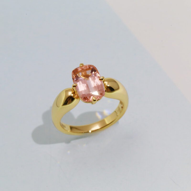 Cushion-Cut Lab-Grown Padparadscha Sapphire Ring