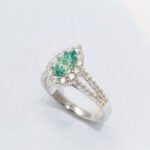 Silver-inlaid gold-plated imitation Paraiba water drop double-arm ring
