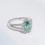 Silver-inlaid gold-plated imitation Paraiba water drop double-arm ring