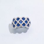 Cluster Lab-Grown Sapphire Ring with Moissanite Pave