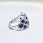 Cluster Lab-Grown Sapphire Ring with Moissanite Pave