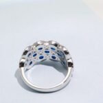 Cluster Lab-Grown Sapphire Ring with Moissanite Pave