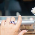 Cluster Lab-Grown Sapphire Ring with Moissanite Pave