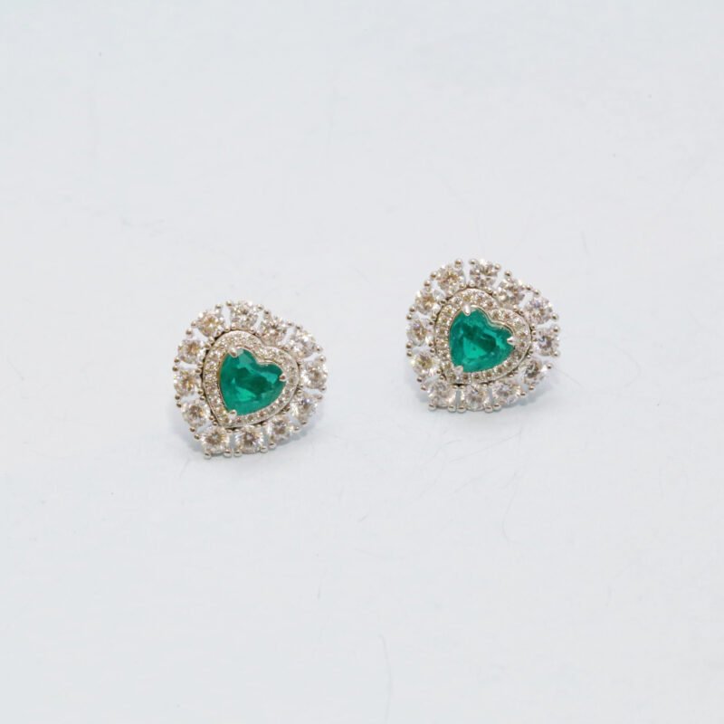 lab grown heart gemstones silver gilt earings