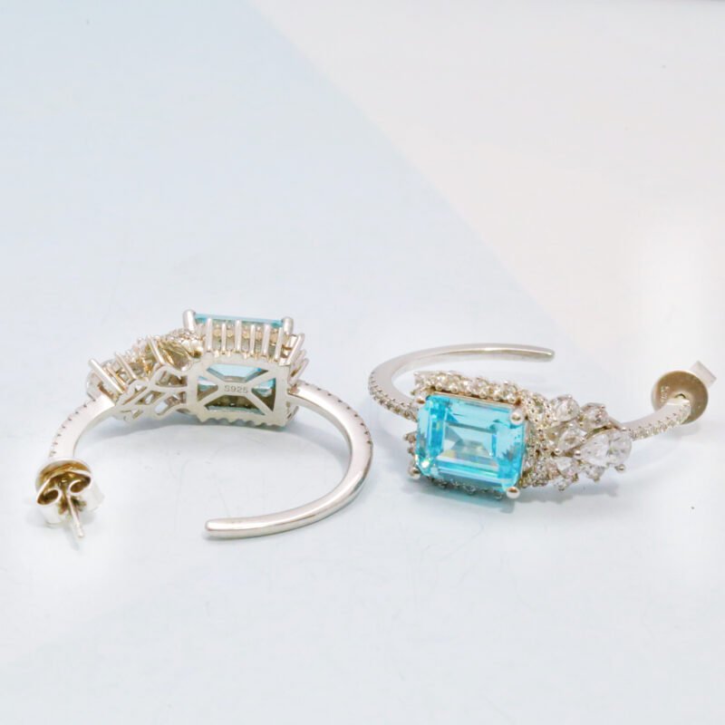 lab grown Paraíba silver gilt earings